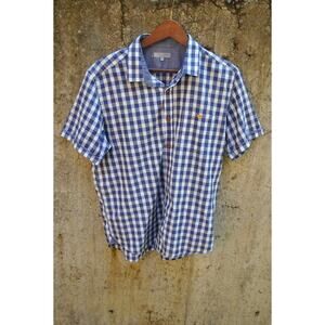 Ted Baker Blue Checkered Short Sleeve Shirt – Men's Size S – 100% Cotton